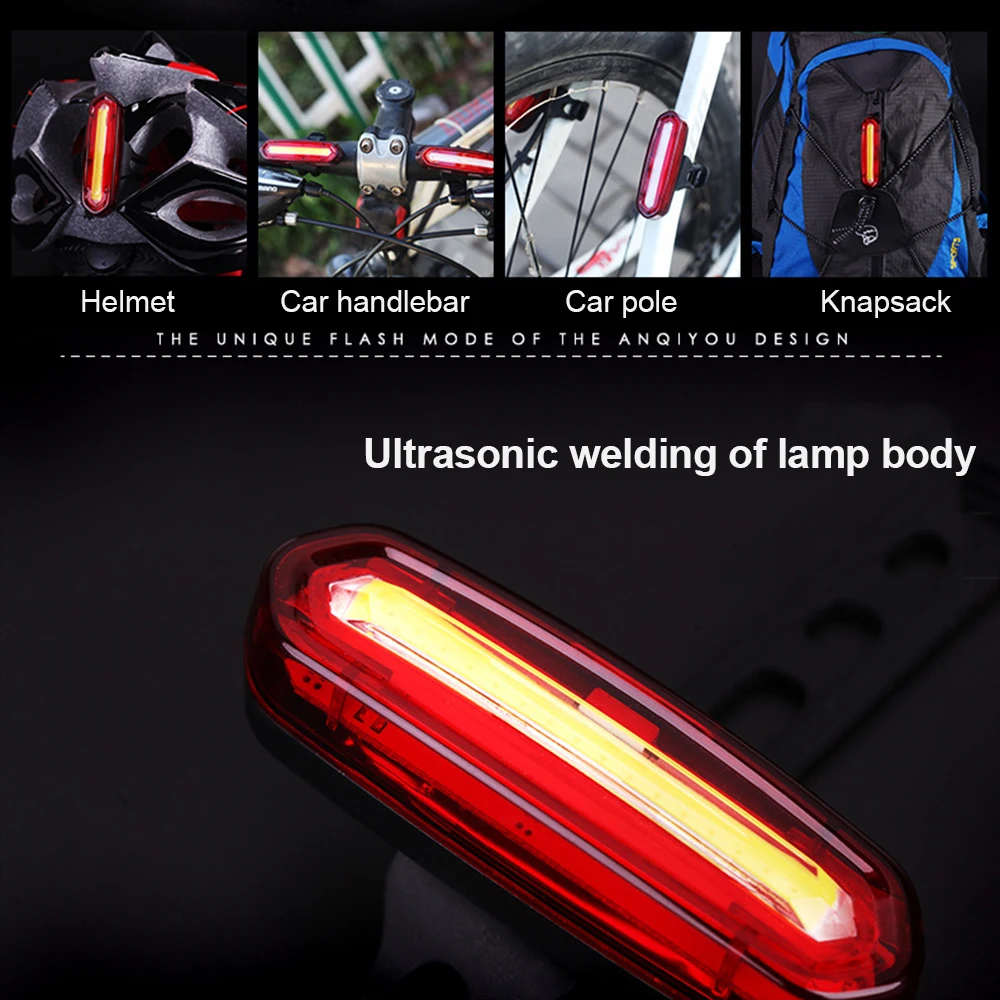 Clearance 2018 New Bicycle Lamp 120 LM Rechargeable LED USB COB Mountain Bike Tail Light Taillight MTB Safety Warning Cycling Rear Light 8