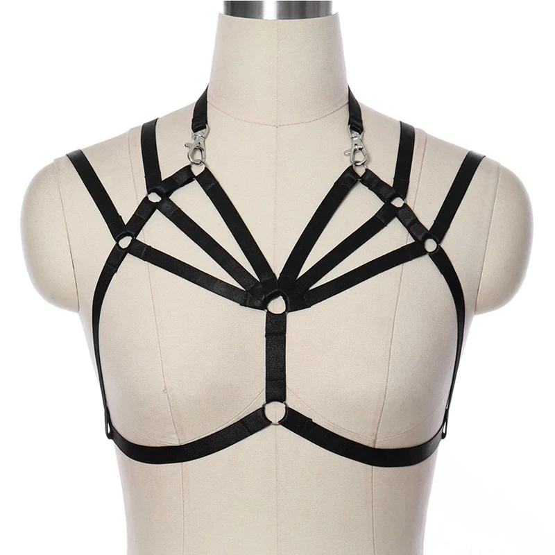 

Gothic Harness Bra Shoulder Belts Top Halter Bra Elastic Straps Women Bondage Harness Lingerie Costume