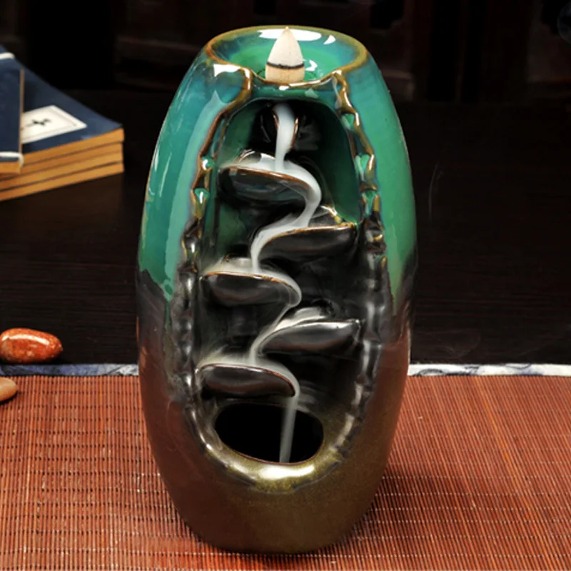 

Backflow Incense Burner Ceramic Aromatherapy Furnace Smell Aromatic Home Office Crafts Tower Incense Holder Hoem DropShipping 5