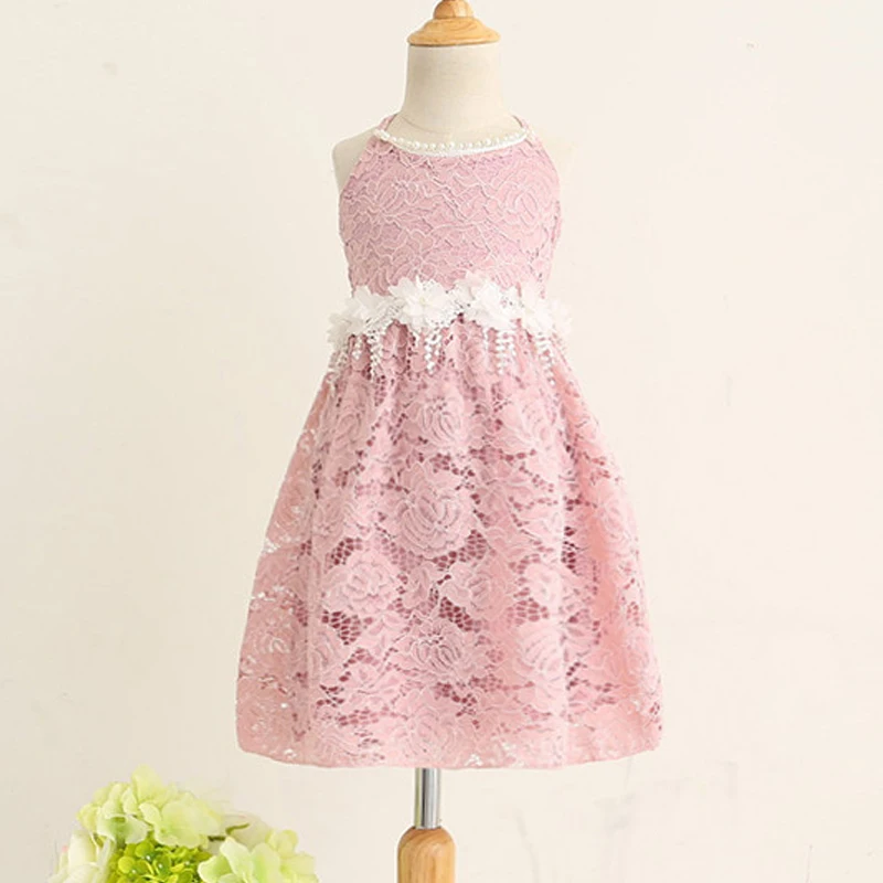 High quality Girls Dress lace Tulle Dresses For Girl Party backless