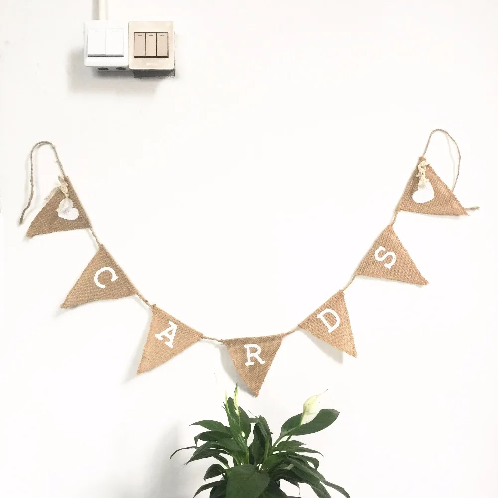 Wedding-Decoration-Candy-Bar-and-Cards-Bunting-Banner-Hessian-Burlap-Pennant-Flats-Baby-Shower-Birthday-Event
