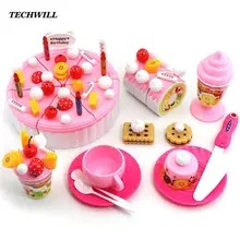 Моделирование фруктовое пирожное на день рождения DIY 73 шт./компл. Кухонные Игрушки для резки еды для девочек и мальчиков развивающие игрушки творческие ролевые игры подарок