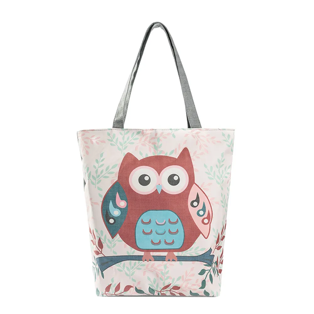 

BAGS FOR WOMEN 2019 CANVAS Floral And Owl Printed Women's Casual Tote Female Daily Use Female Shopping Bag bolsa feminina