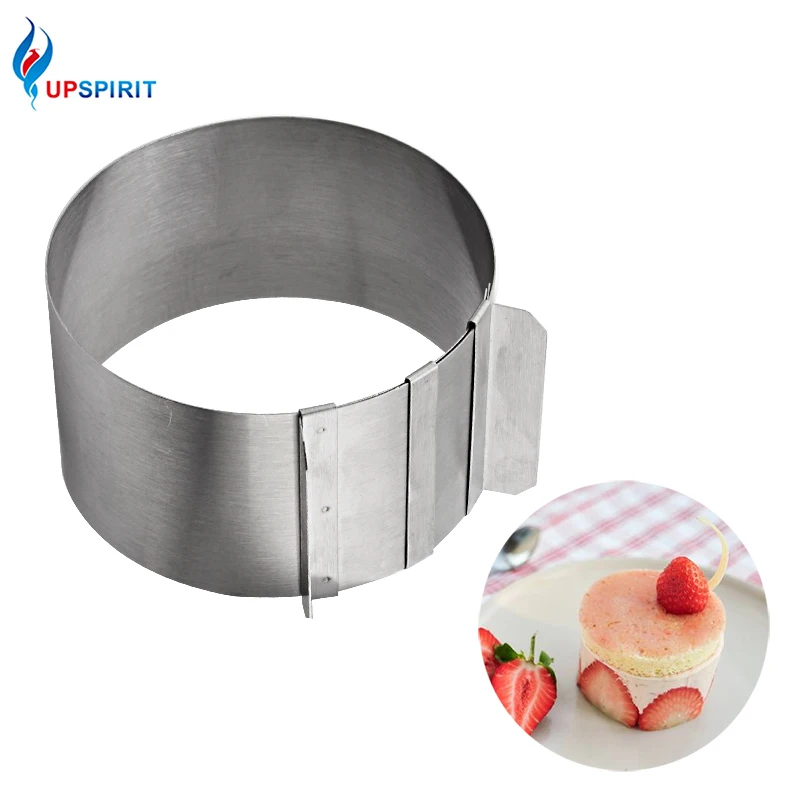 Upspirit Stainless Steel Round Mousse Ring Size Adjustable Mousse Cookie Mould Cake DIY Decoration Practical Kitchen Baking Tool