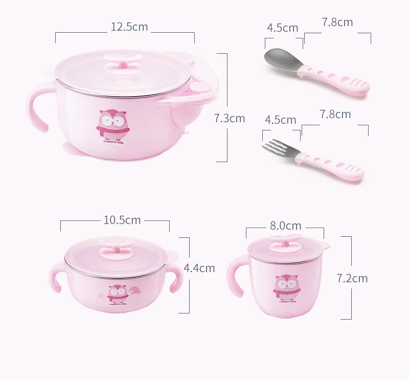Детская теплая сервировочная столовая посуда набор для малышей infantпосуда Изолированная чаша салатник чашка Ложка Вилка 5 шт