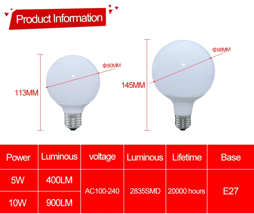 LED Bulb Light  E27 Lamp 5W 10W 100-240V SMD2835 Filament Lights Globe Bulbs (4)