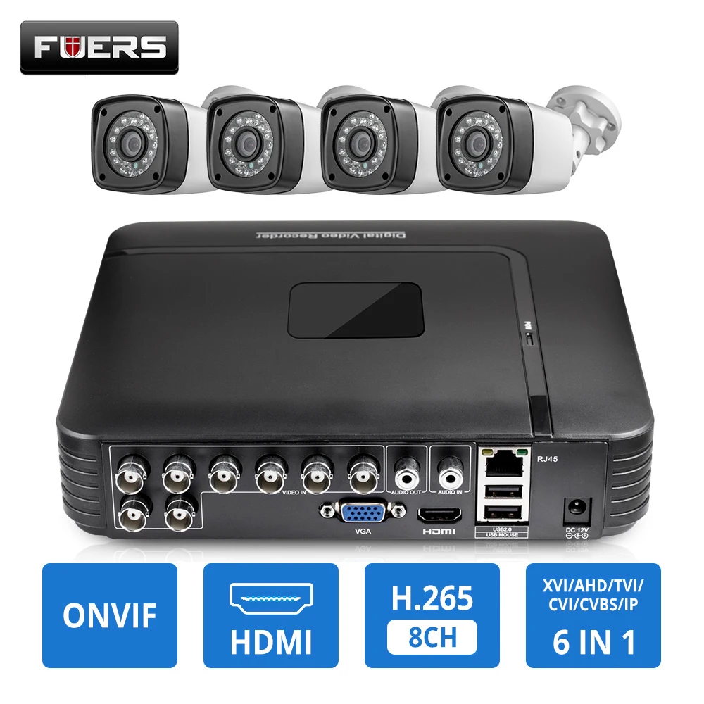 CCTV HD 4MP камера 8CH 6в1 AHD DVR H.265 система видеонаблюдения Водонепроницаемая уличная камера система безопасности видео CCTV P2P HDMI Комплект