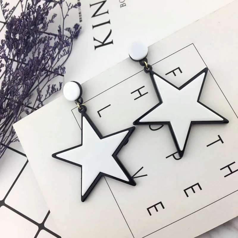 

Fashion Acrylic White Star Earrings Personality Night Club Women Jewelry