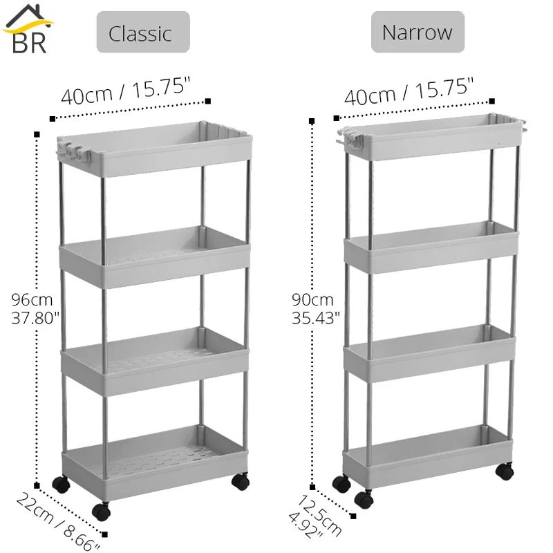 BR узкие кухонный стеллаж для хранения холодильник стороной наружу полка 2/3/4 слоя подвижные ванная комната Органайзер на колесах из нержавеющей стали Gap держатель