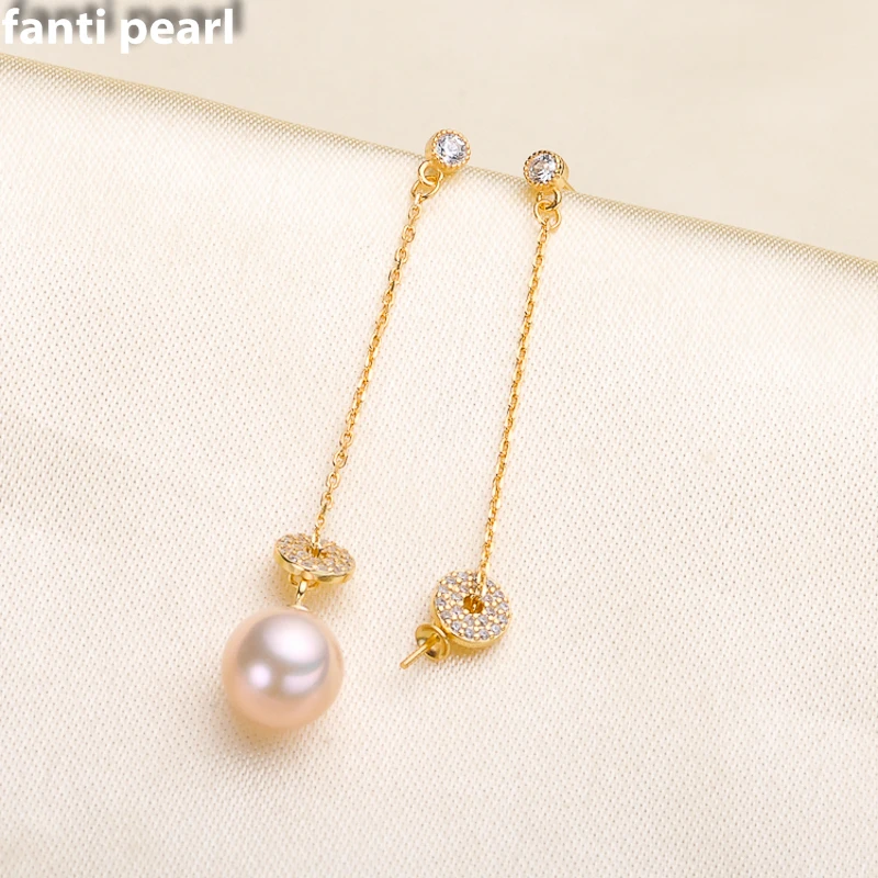 

FANTI Real Natural freshwater pearl earring s925 sterling silver ear stud for women Natural pearl jewelry earring 7-9mm