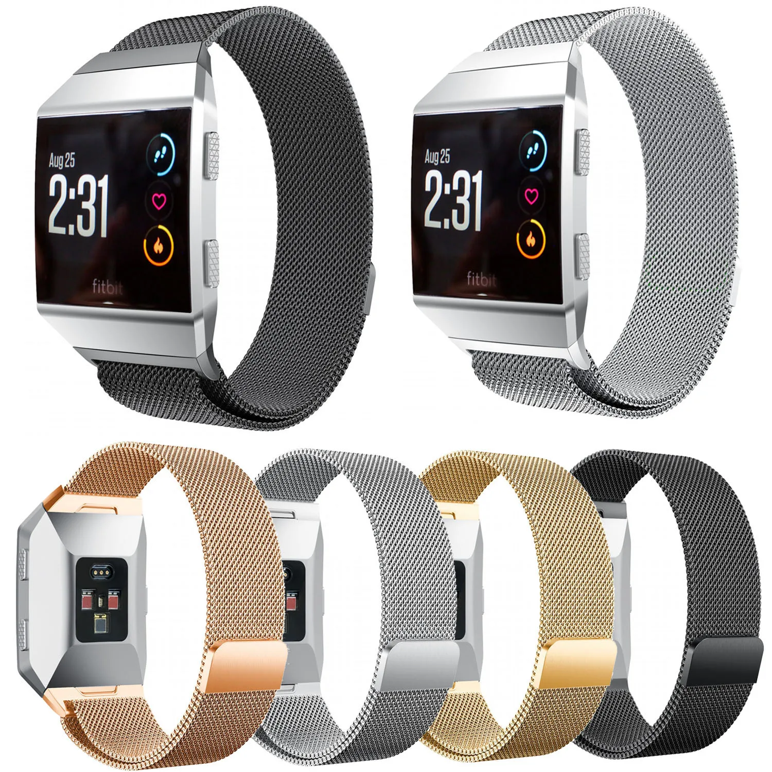4 вида цветов браслет из нержавеющей стали для Fitbit Ionic Milanese Loop ремешок часов с