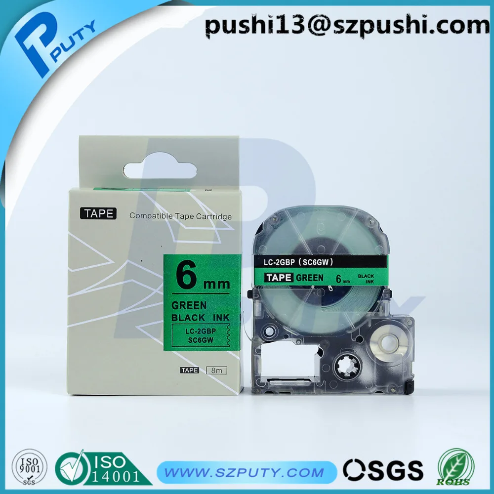 6 мм черная на зеленой этикетке лента SC6GW для Epson LW300 LW400 производитель этикеток