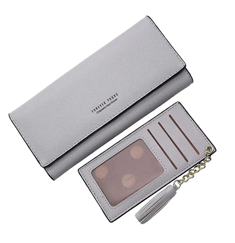 

Wallets for Women Slim Clutch Long Leather Purse Lady Checkbook Credit Card Holder with a Removable Card Slot