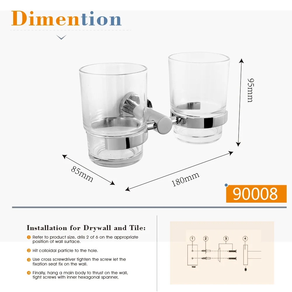 CRW держатель для зубных щеток двойной стакан для ванной комнаты держатель для мыльницы корзина настенное крепление хромированный набор аксессуаров для ванной комнаты