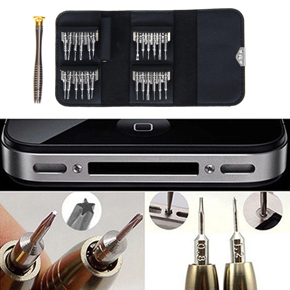 

25 in 1 Screwdriver Set First-aid Kit Repair Opening Tools Pentalobe Torx Phillips Screwdrivers Kit for iPhone PC Camera Watch