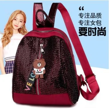 

2009 new fashionable Korean version of shell bag sequins backpack leisure female outdoor travel bag student bag