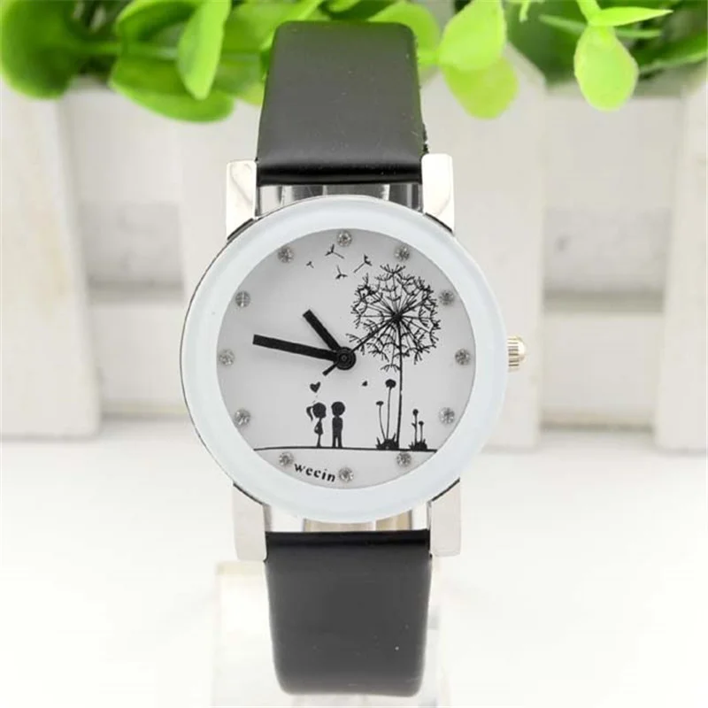 

Dropshipping Fashion White Belt Dandelion Lovers Men's Women's Watches Ladies Quartz Watch Support Wholesale reloj para mujer