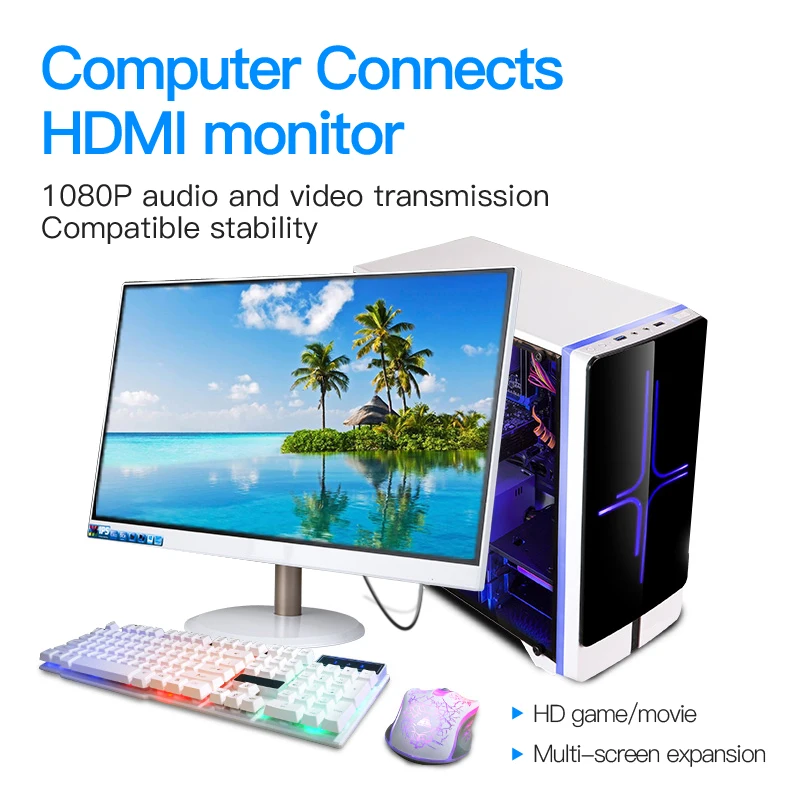Adaptador de Cabo Macho para Hdmi Cabo de Vídeo Conversor de Adaptador de Cabo para Computador Portátil para Mac Displayport a Hdmi Vention Macho Conversor de para Computador 3m dp 1080 - Image 3