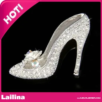 

Crystal ~Cinderella~ Glass Slippers High Heel shoes Fairy Pin Brooch