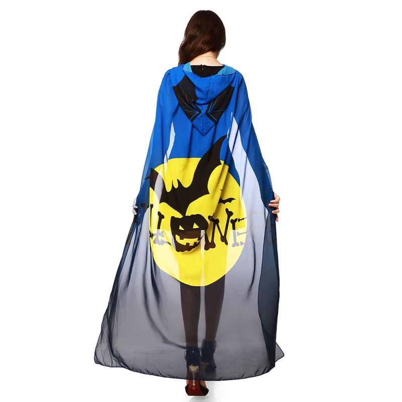 

2019 Rotating Fairy Wings Chiffon Cloak(With Hat,Tie Type) Suitable Halloween Party Masquerade Decorations Cloak 140X100Cm