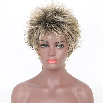 

Feibin Short Blonde Wigs For Women Natural Straight Synthetic Wigs Heat Resistant Female Hair Pieces