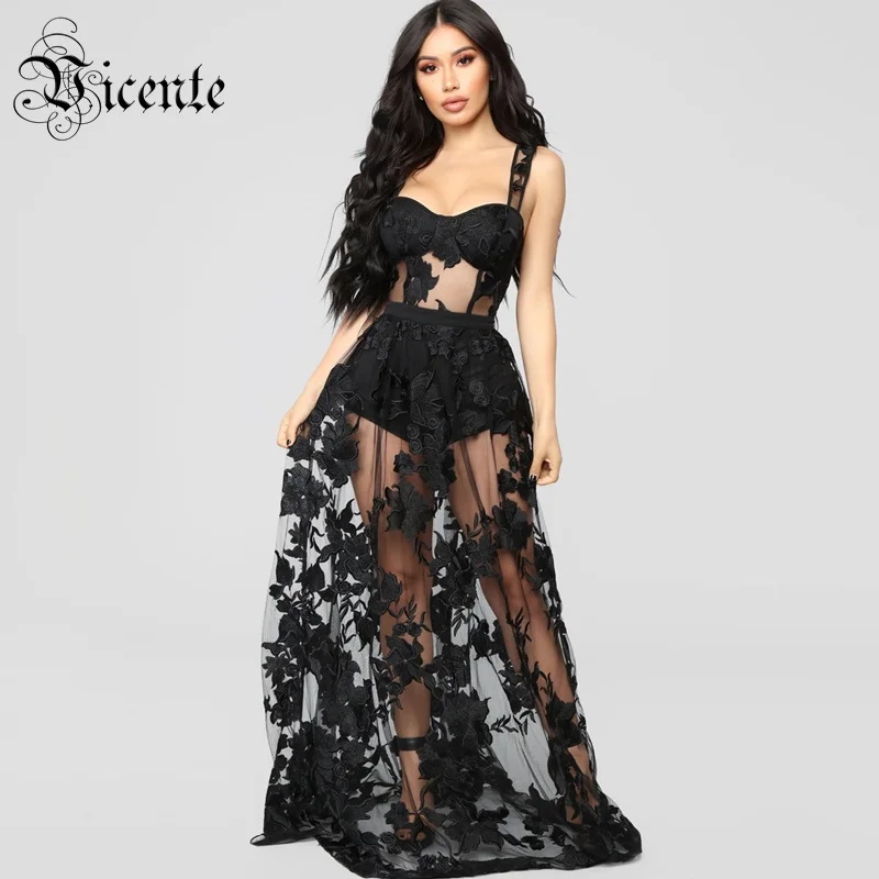 

Vicente All Free Shipping 2019 New Chic Embroidery Sexy Sleeveless Backless V Neck Celebrity Party Bandage Long Dress Slip Dress