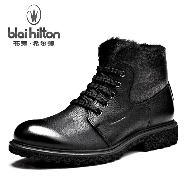 

Blai Hilton British Autumn Winter 100% Luxury Genuine Cow Leather Western Cowboy Boots Men Shoes Warm Fur Mens Ankle Boots