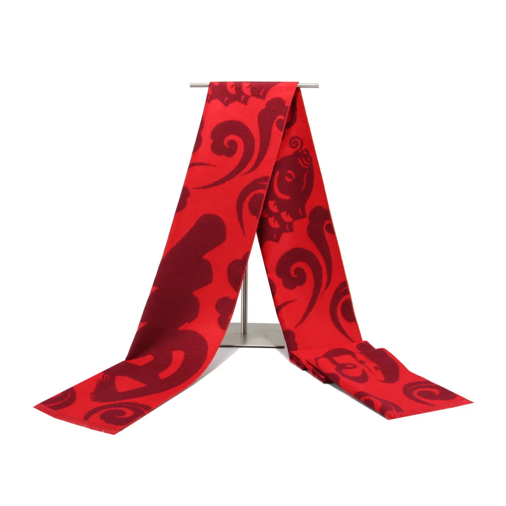 Подарочная компания, осенне-зимняя шаль с кисточками, для мужчин и женщин, для взрослых, красный шарф, китайский стиль, шарфы с вышивкой для женщин - Цвет: N771