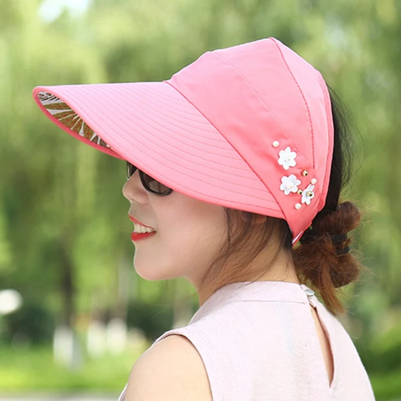 5 цветов модные летние женские кепки с регулировкой размера с широкими полями холст УФ Защита козырьки для улицы для женщин шляпы