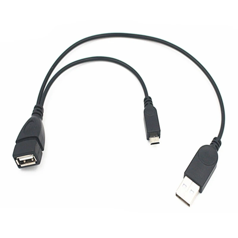 Micro USB 2,0 5-контактный кабель хоста OTG адаптер с USB Мощность для сотового телефона подставки для мобильных телефонов и планшетов внешний U диск читателя кабель