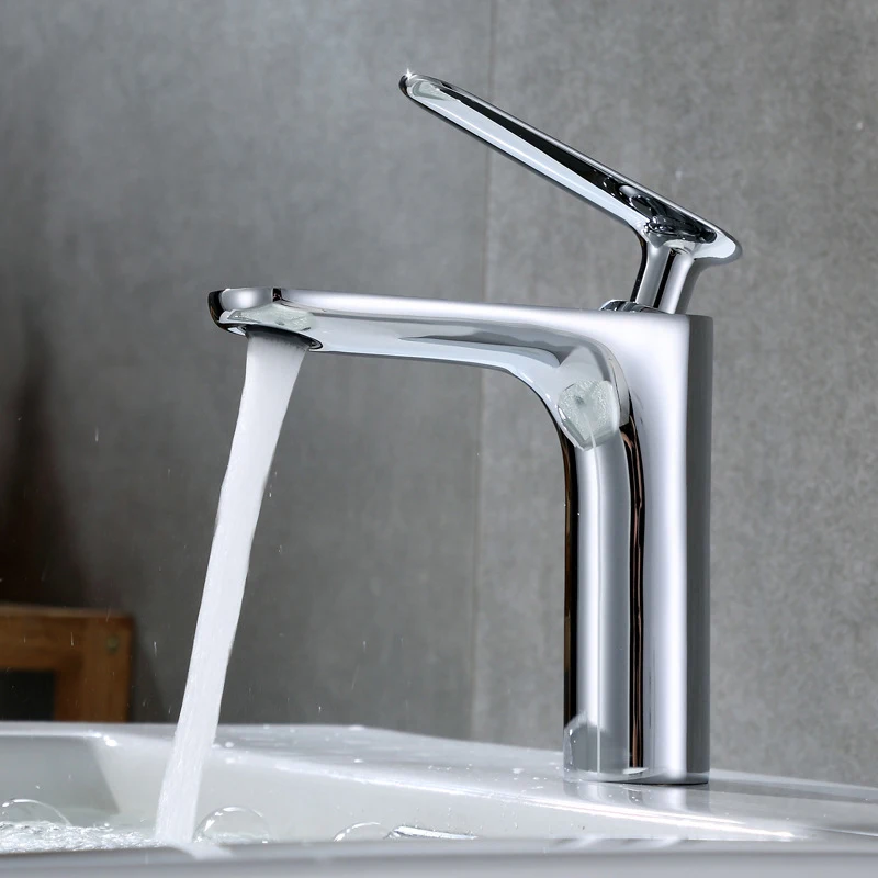 Basin Faucet Copper Bathroom Sink Water Faucet Single Hole Vanity Hot