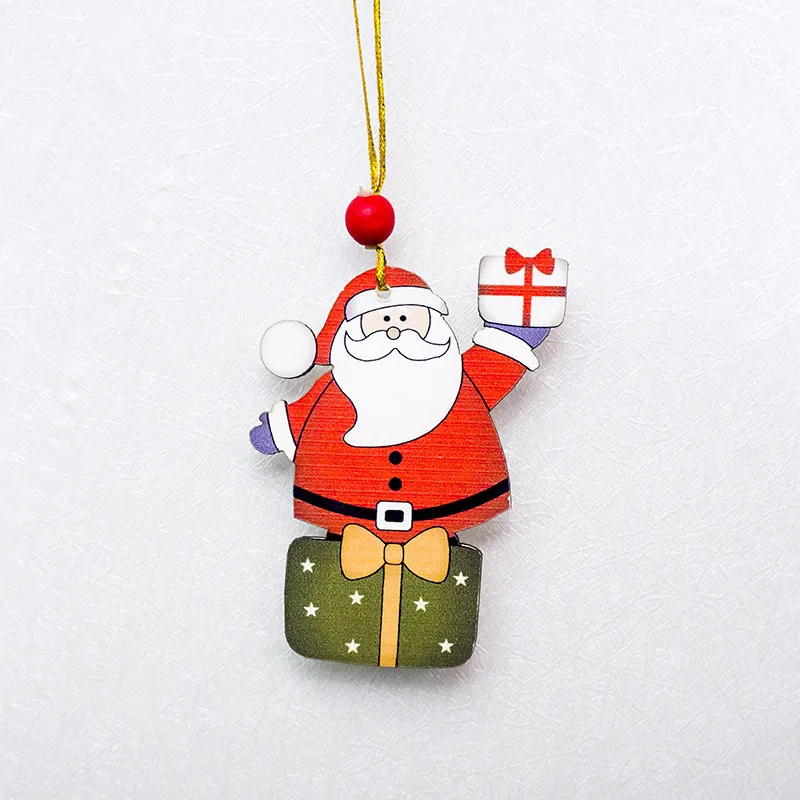 Милый Санта-Клаус, бант, колокольчик, Рождественская елка, украшение, деревянный снеговик, лось, подвесной кулон, рождественские украшения для дома - Цвет: gift santa clause