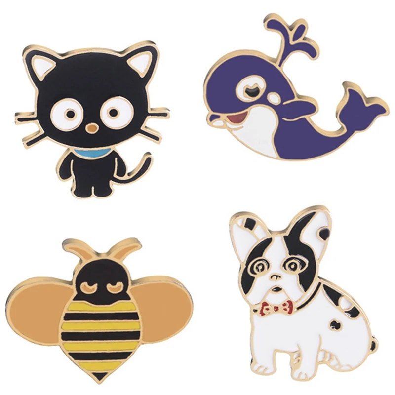

1PC Cat Dog Penguin Bee Cartoon Animals Brooches Bee Rabbit Fruits Enamel Pins Button Pin Denim Pin Kid Jewelry 4 Styles