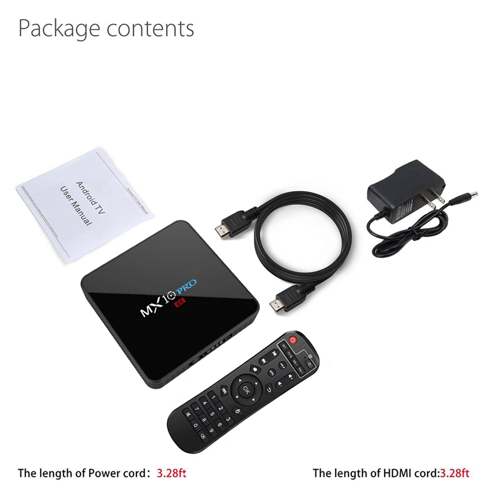 ТВ приставка MX10 Pro на Android 9 0 4 ГБ DDR3 32 Гб eMMC RK3328 четырехъядерный 4K HDR 2 4G/5 8G WIFI USB 3 PK X96