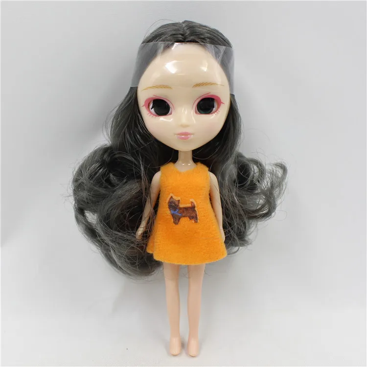 Мини blyth кукла 10 см DIY милые длинные волосы kawaii не закрывает глаза не может изменить цвет глаз - Цвет: K