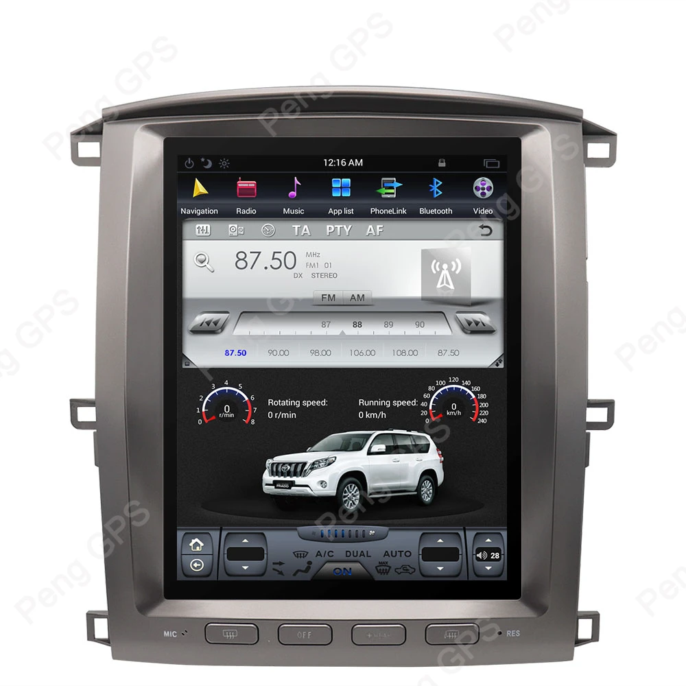 12,1 дюймов Android Tesla вертикальный ips экран для Lexus LX470/LX-470 2002-2007 gps-навигация, dvd-плеер 4K мультимедийное головное устройство