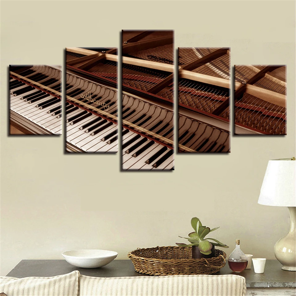 Home-Decor-For-Living-Room-Frame-HD-Prints-5-Pieces-Black-And-White-Piano-Keys-Paintings (2)