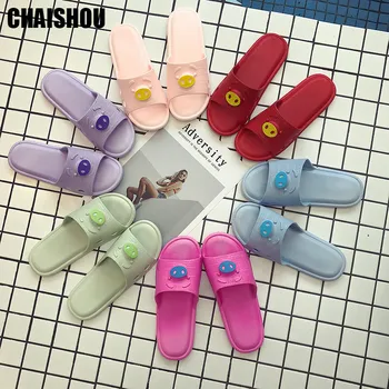 

CHAISHOU shoes women 2019 summer Indoor slippers Cute Cartoon pattern bathroom home slippers Zapatillas Mujer CS-284