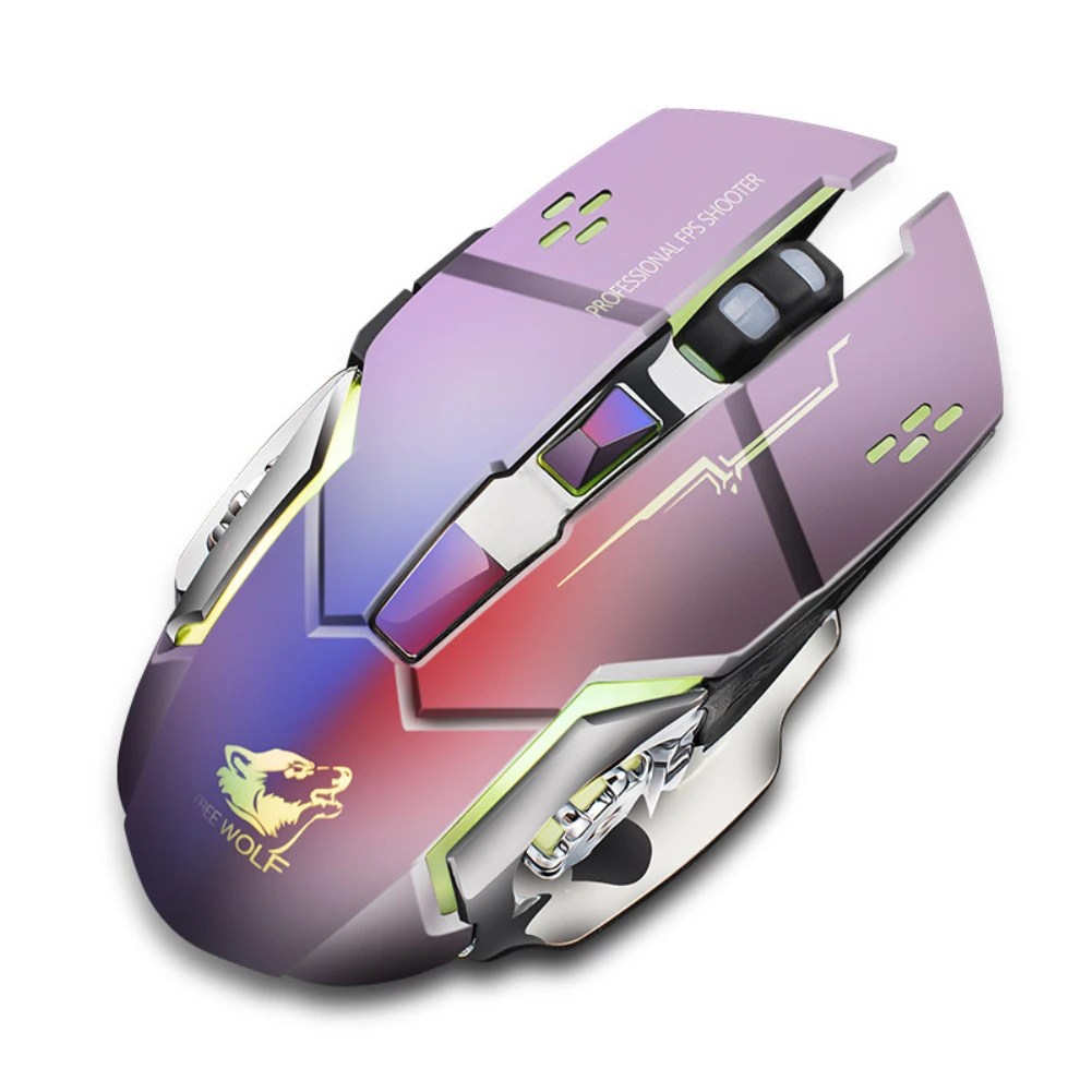 Обновленная версия беспроводной зарядки игровая мышь mute LED7 цветная подсветка Механическая мышь с usb-приемником для Pro Gamer