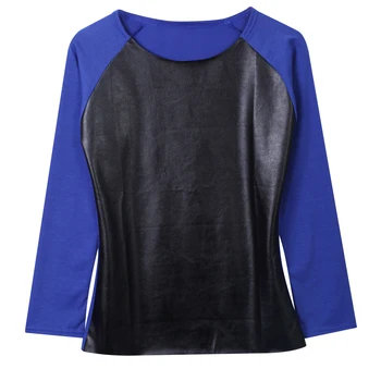 

Sexy Womens Leather Long Sleeve T-Shirt Casual Loose Tees