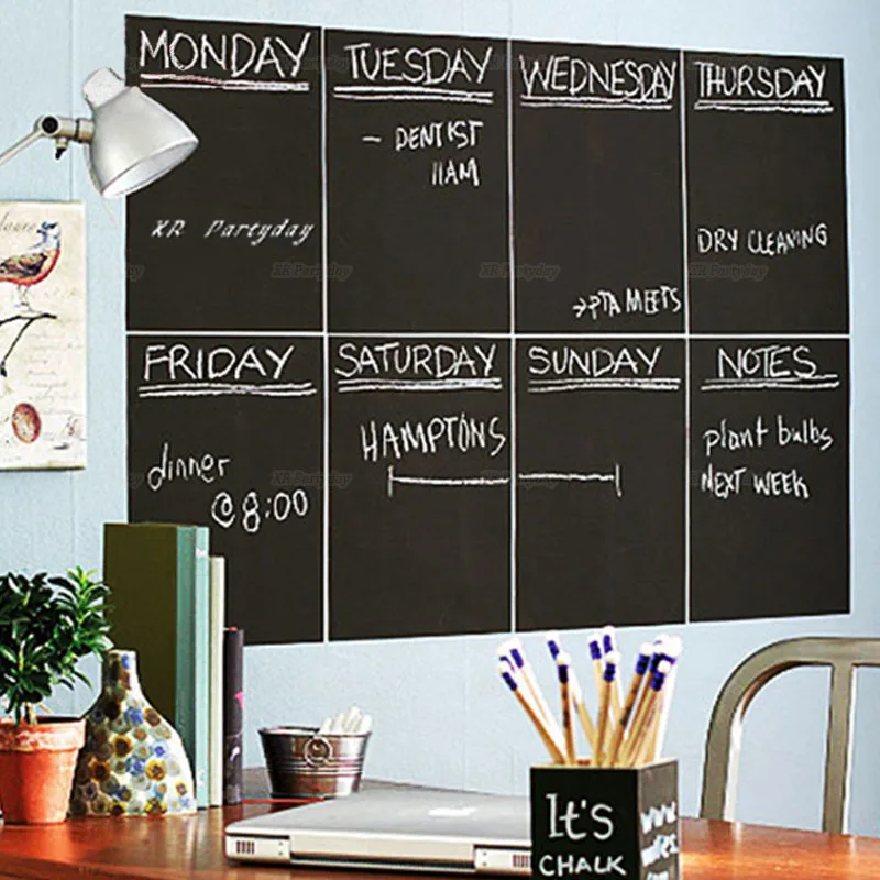 

21*29.7CM Weekly Planner Calendar Removable Chalk Board Blackboard Wall Decal Art Wallpaper Home Decoration