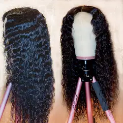 Glueless волна воды предварительно сорвал полный шнурок человеческих волос парики для черный Для женщин бразильский вьющиеся волосы человека