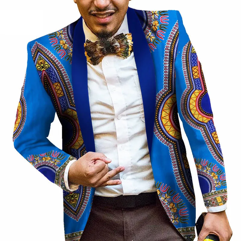 

Mens Ankara Fashions Blazer Men African Clothes Print Blazer Jackets Long Sleeve Slim Fit 6XL African Clothes Men WYN184