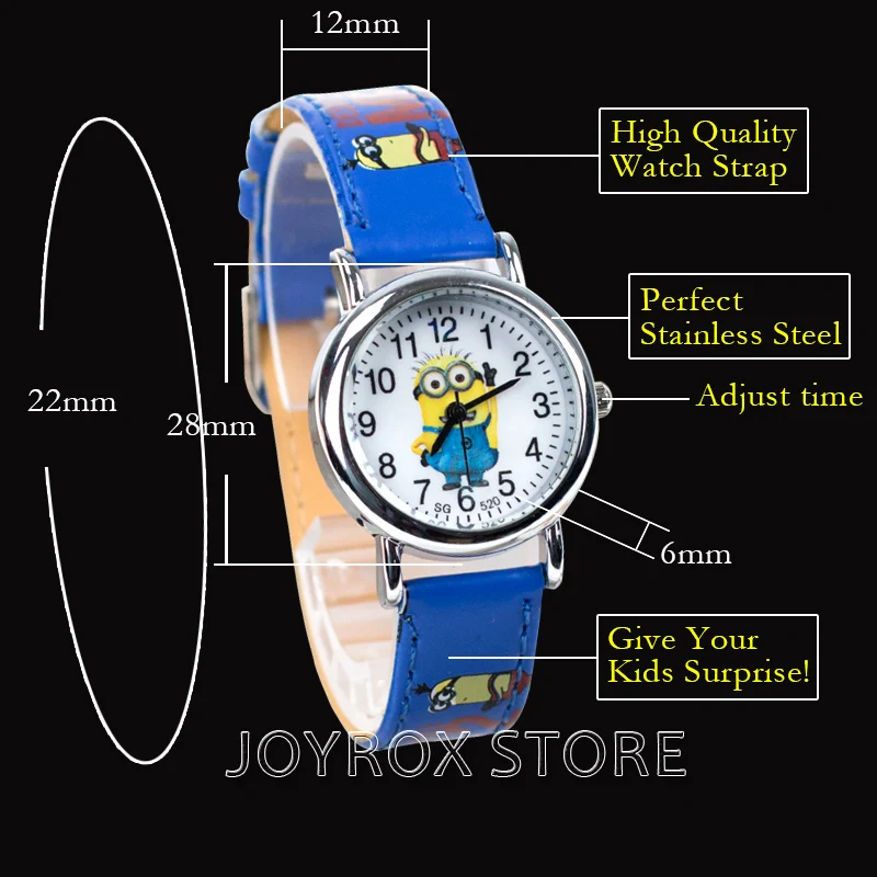 Детские часы с мультяшным рисунком модные детские кварцевые наручные кожаным