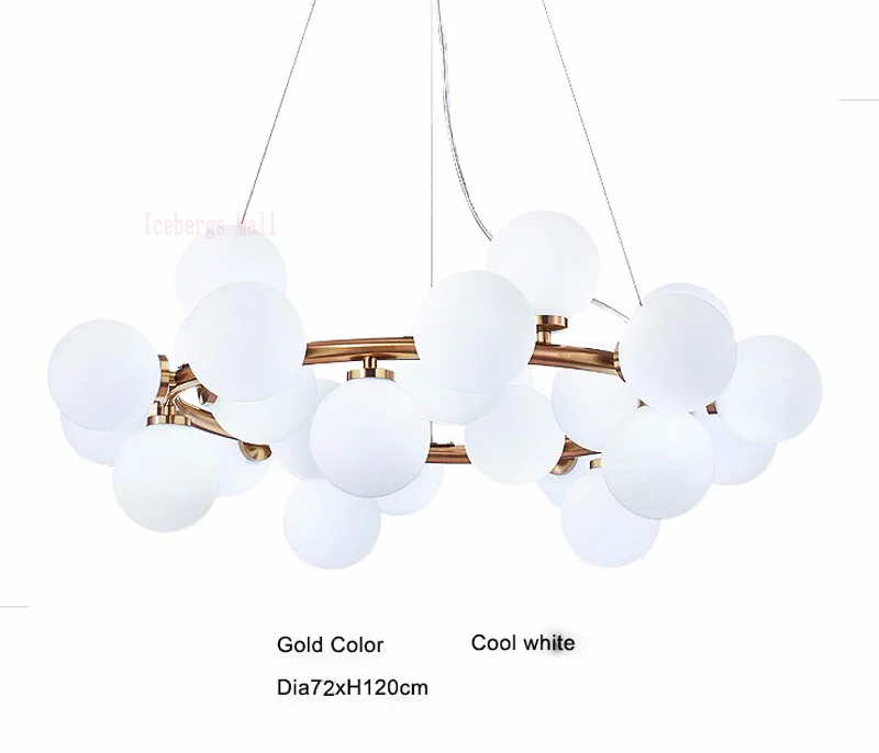  Magic Bean Modern LED hanging Pendant Chandelier Lights Living Dining Room G4 Gold /Black White Gla - 32799643040