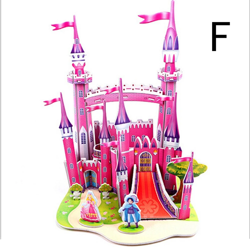 Nueva 3D DIY rompecabezas bebé juguete Aprendizaje Temprano Castillo construcción patrón regalo para niños Brinquedo Educativo casas rompecabezas
