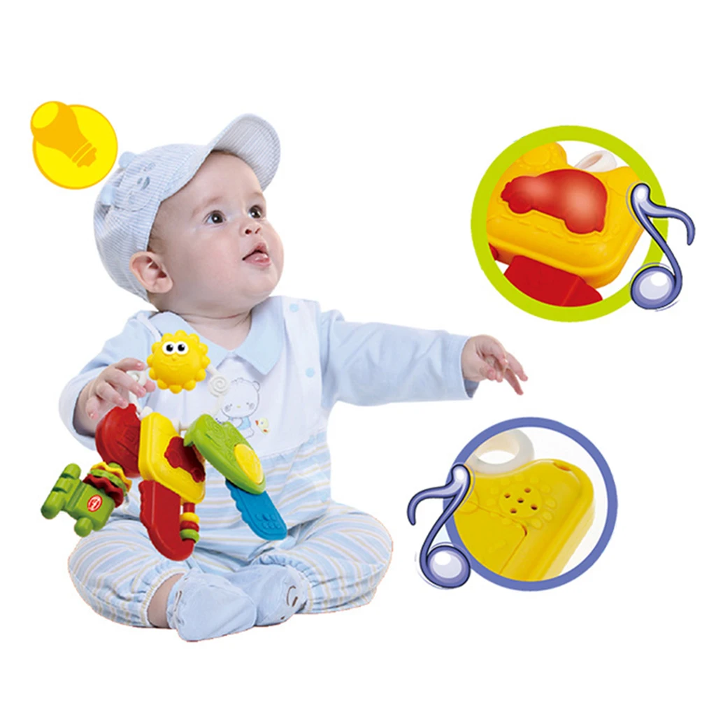 3 in One Baby Musical Rattle Ring Sensory Teether Toy for Infant Crib, Stroller, Cot, Pram Seat Hanging Sound Early Educational