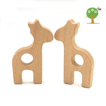 20pcs x 80mm unfinished beech giraffe teethers DIY finding  baby carrier toy  safe chew TEETHING NECKLACE CHARM baby gift EA59-2