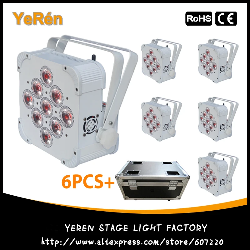 

(6PCS) with Flighcase Wireless Battery Powered LED Par Light RGBWA+UV Lighting 6in1 Dj Wash Light DJ Lights