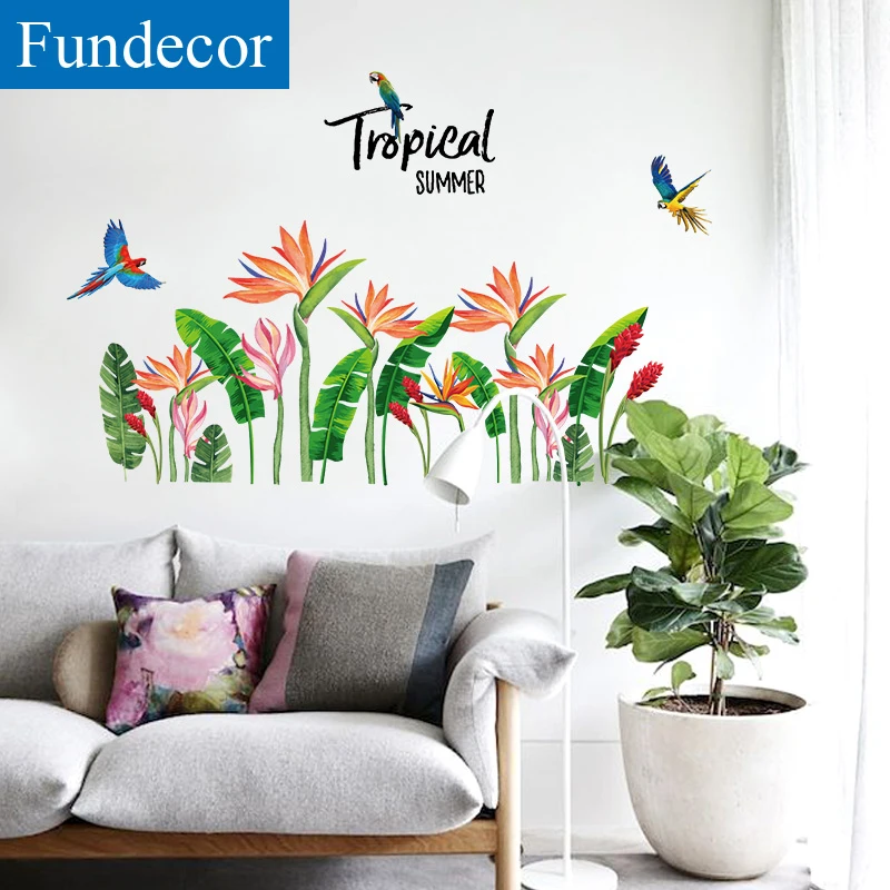 

[Fundecor] DIY Flower Parrot Pattern Wall Stickers Home Decor Living Room Bedroom Kitchen Bathroom Wall Decals Spring Decoration